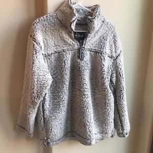 Faux Sherpa quarter zip pullover sweater